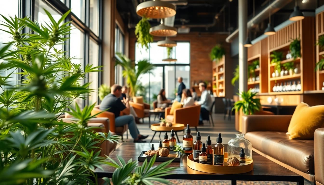 Discovering a vibrant cannabis club atmosphere with patrons enjoying a communal experience.