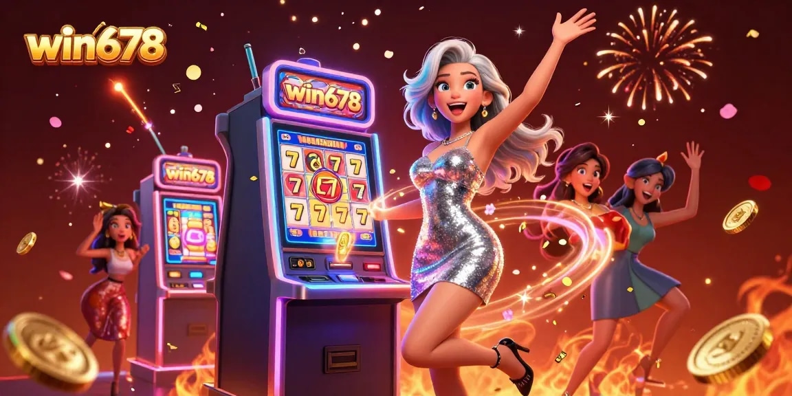 win678 casino experience featuring excitement as players celebrate a jackpot win amidst vibrant slot themes