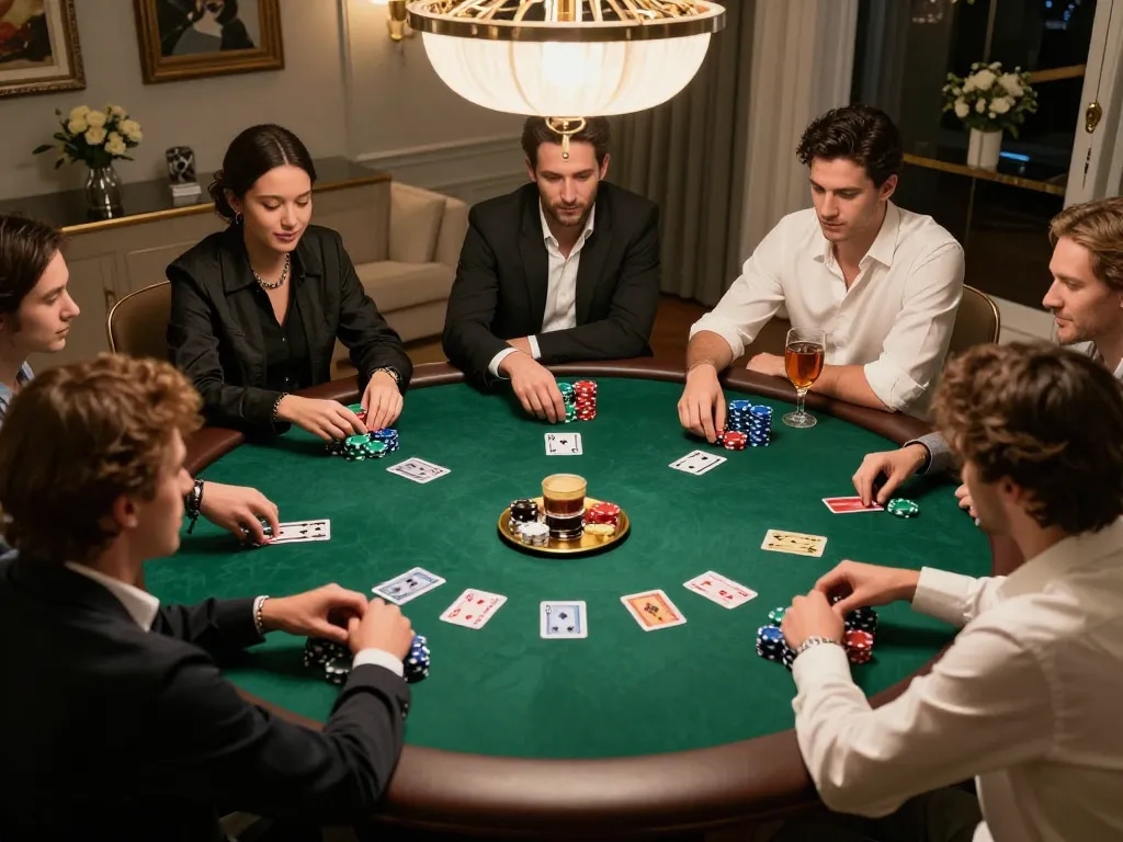 Engaged players enjoying a poker game at home, highlighting the hidden wiki strategies for social gambling.