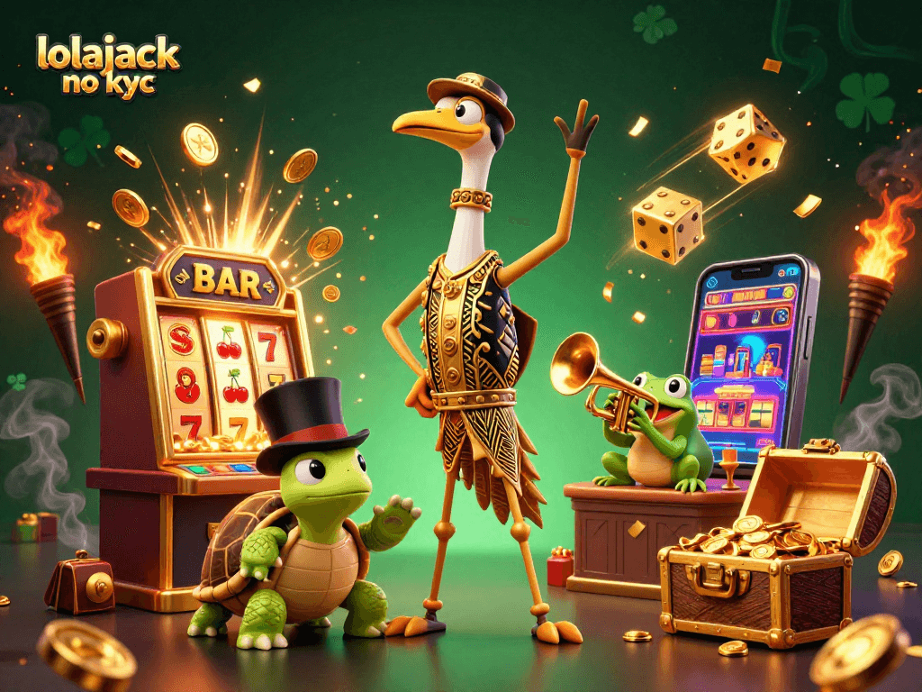 Experience thrilling gaming excitement with lolajack no kyc in a vibrant casino atmosphere featuring playful characters.