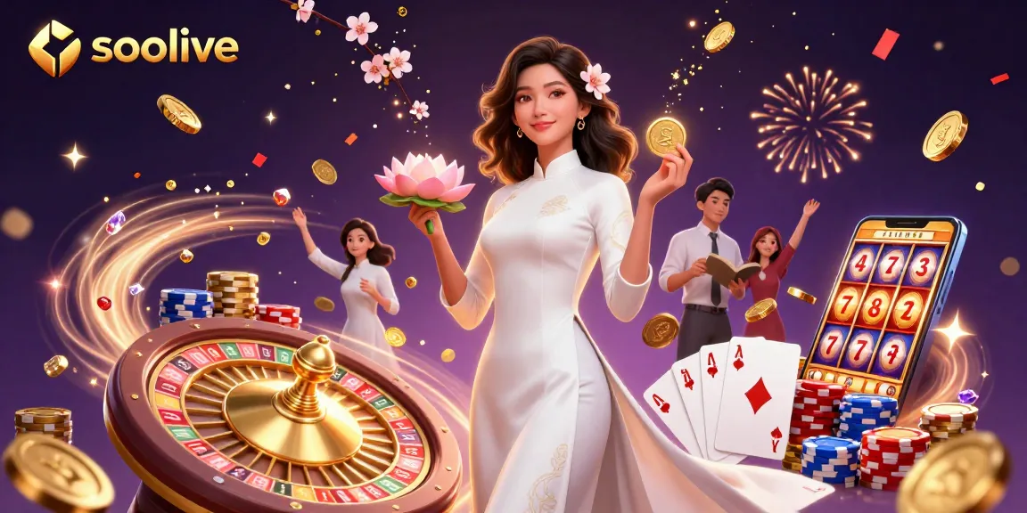Socolive immerses players in a vibrant 3D gambling scene with cascading coins, golden roulette, and lively characters.