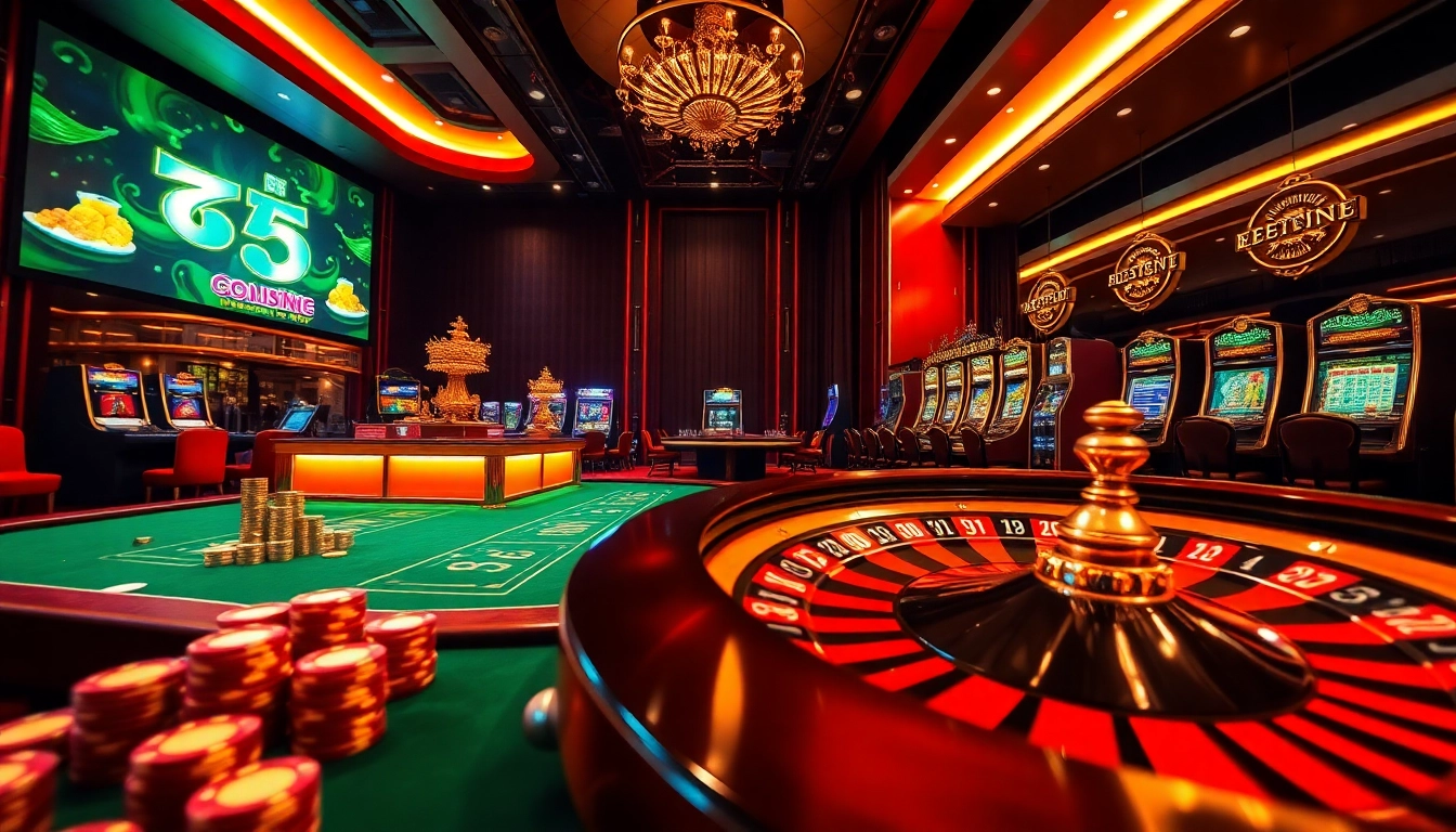 An exciting casino scene showcasing professional gambling elements at https://xx88.day/ with luxury and vibrant action.