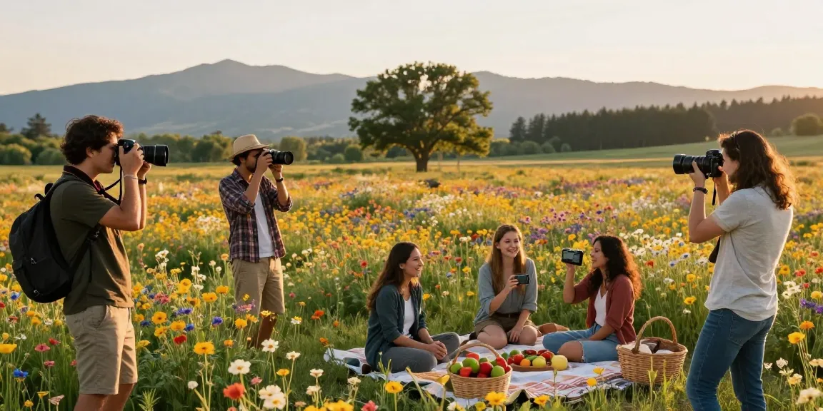 Travelers capturing beautiful moments in Capay Valley Garden Tour with vibrant flowers and scenic views.