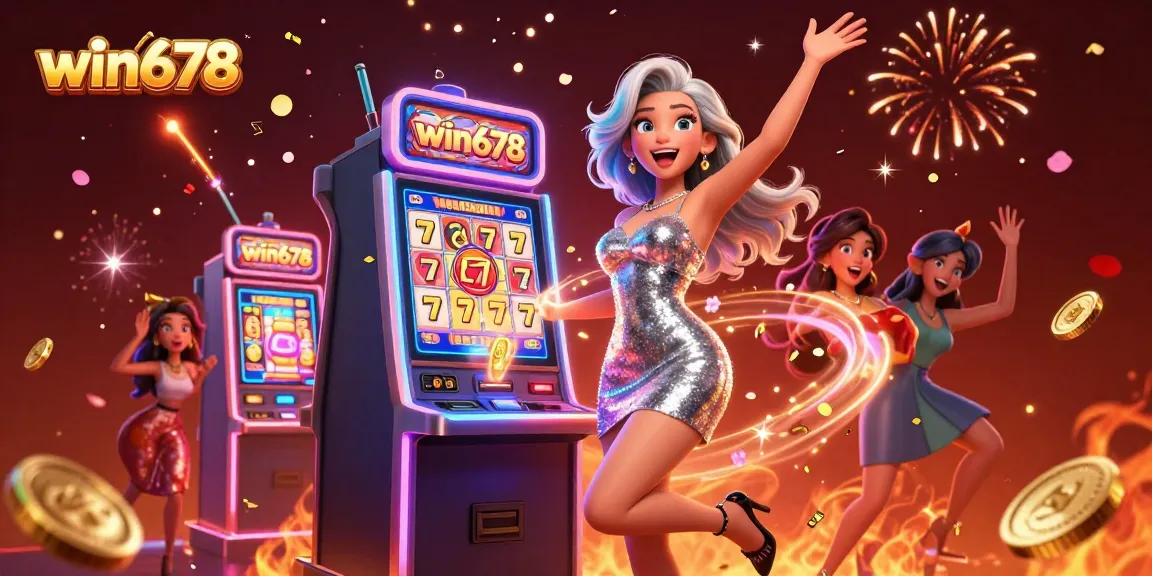 win678 casino experience featuring excitement as players celebrate a jackpot win amidst vibrant slot themes