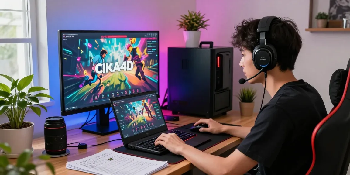 Engaged user exploring cika4d platform in a vibrant gaming setup