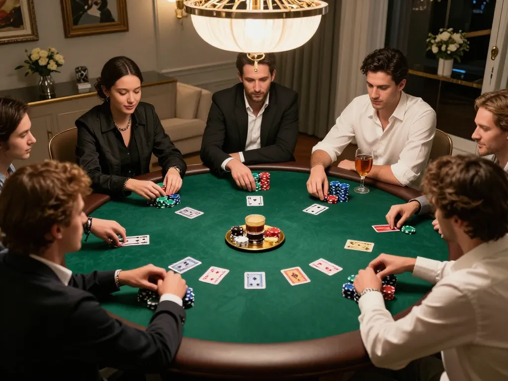 Engaged players enjoying a poker game at home, highlighting the hidden wiki strategies for social gambling.