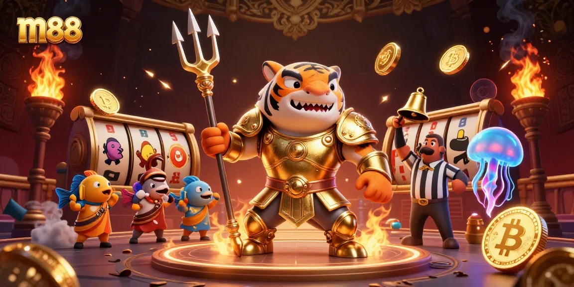 Experience thrilling m88 action with our illustrated betting scene featuring the shark gladiator.