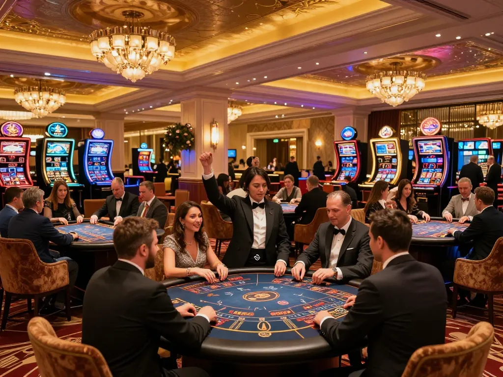 Experience the excitement at 789bet with players celebrating wins in a vibrant casino atmosphere.