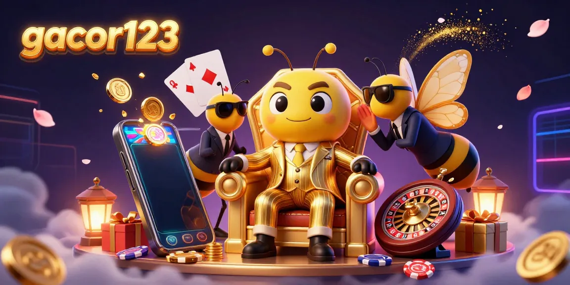 Engage with gacor123's vibrant slot world featuring a bumblebee mob boss and dynamic game elements.