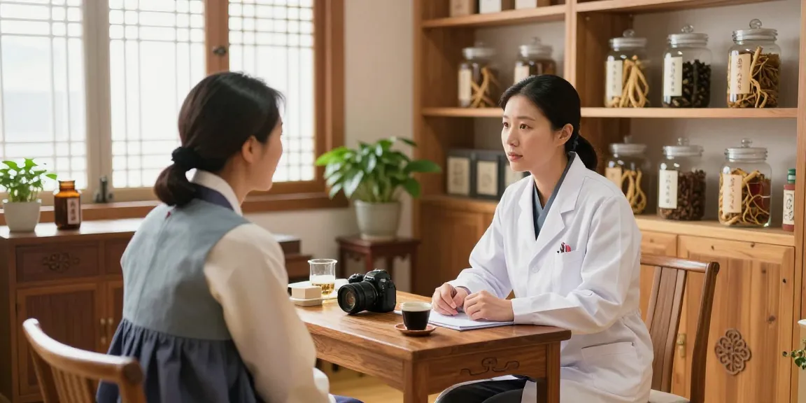 Consultation at 수원한의원 showcasing traditional Korean herbal medicine.