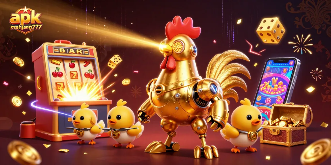 Win big while playing apk mahjong777 with vibrant, exciting 3D digital illustrations showcasing engaging slot games.