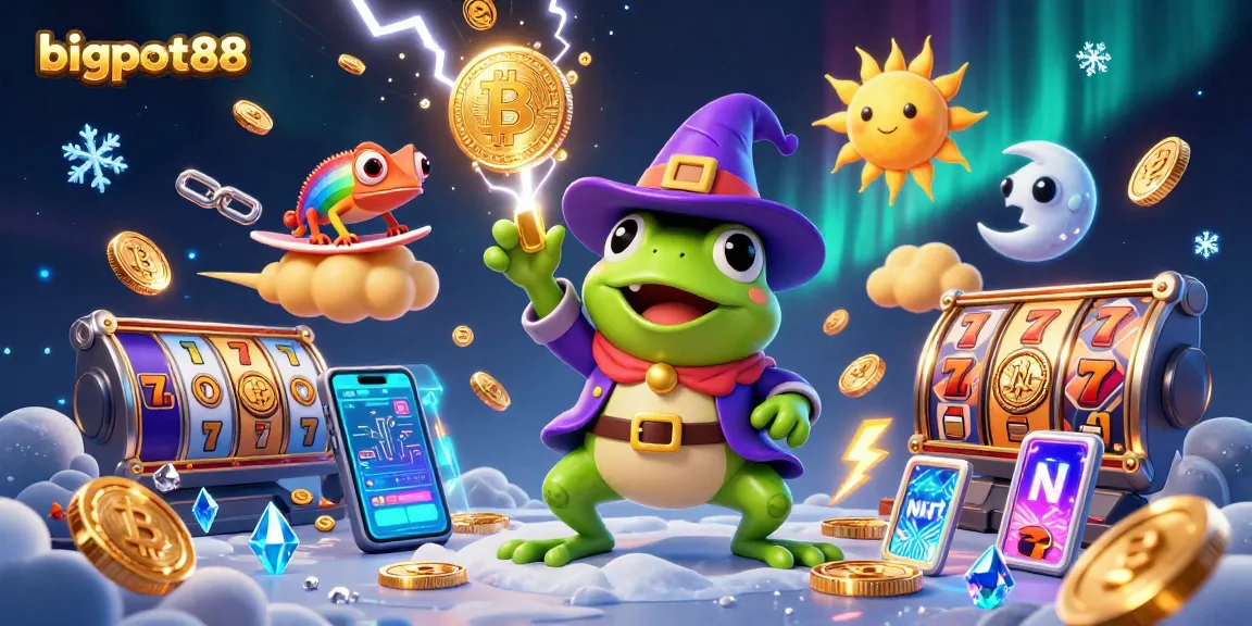 Join bigpot88's magical casino adventure with golden coins, crypto elements, and dynamic characters!