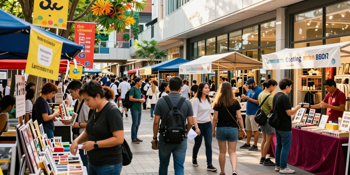 Urban shoppers engaged in lively marketplace, exploring products and promotions at https://forumup.org/shop/search.php?ca_id=&addr1=&addr2=&addr3=&schKeyword=.