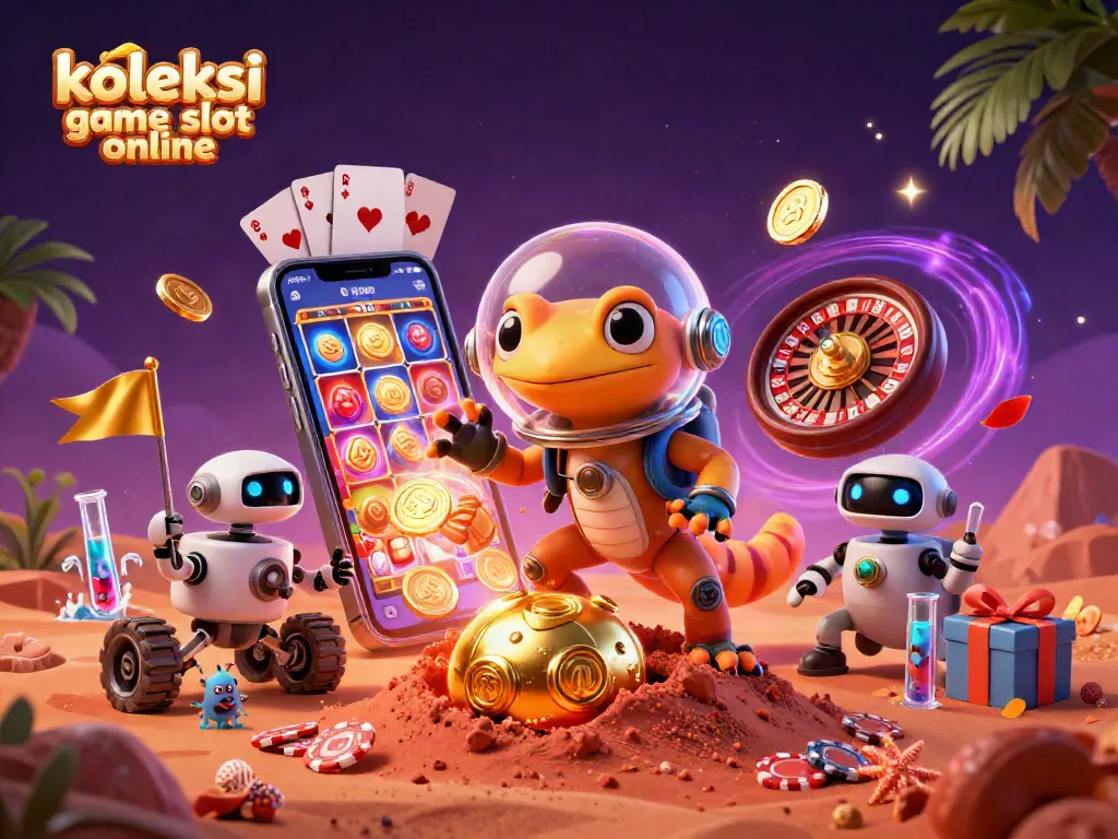 Menggali koleksi game slot online dengan gecko luar angkasa yang menemukan kasino emas di Mars.