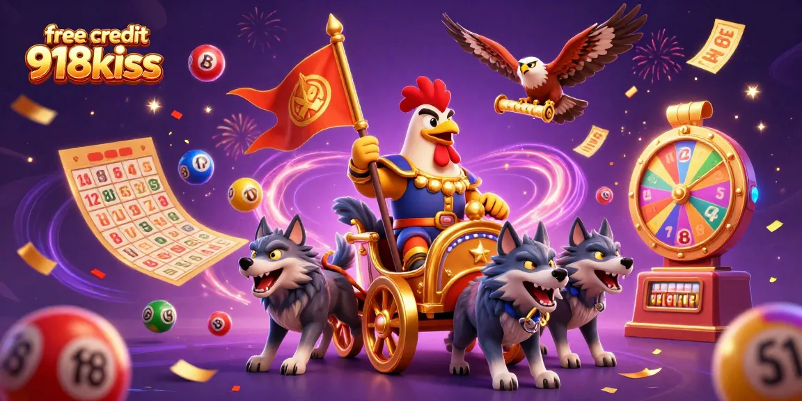Engage with free credit 918kiss to explore exciting gambling elements and bonuses in a vibrant 3D casino scene.