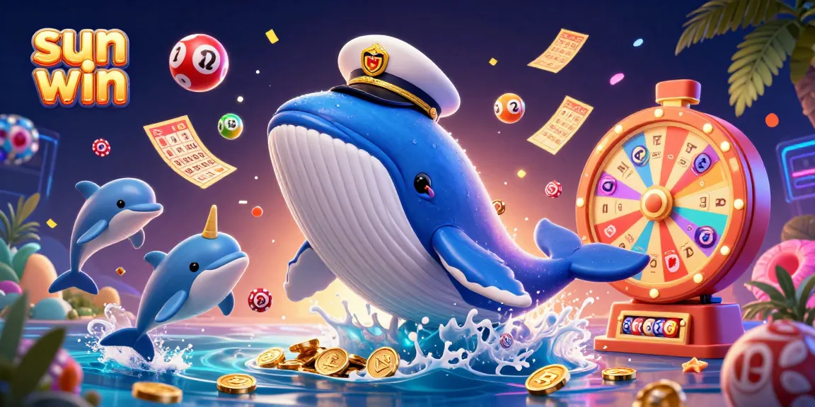 Experience sun win excitement with a whale, narwhal, and dolphins in an engaging casino scene.