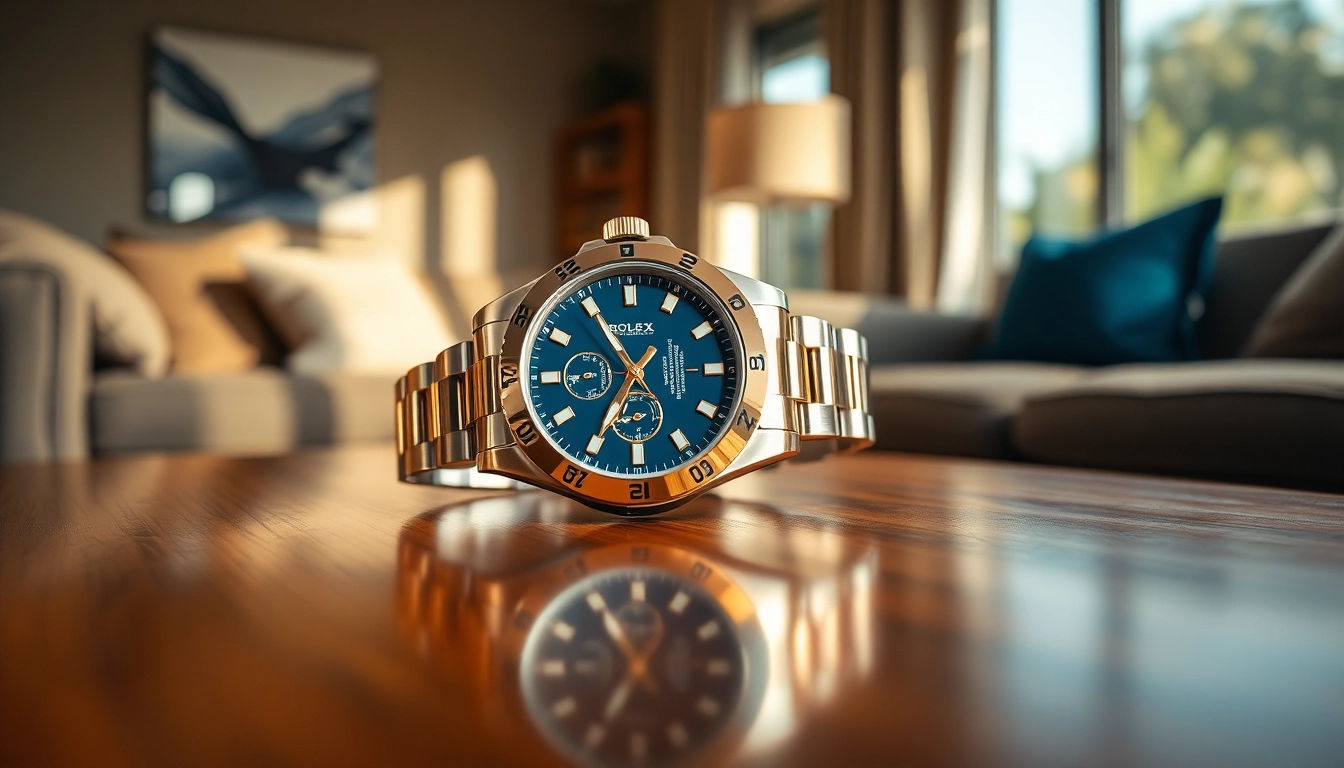 Showcasing a rolex replica watch with intricate details and a polished finish, symbolizing luxury and sophistication.