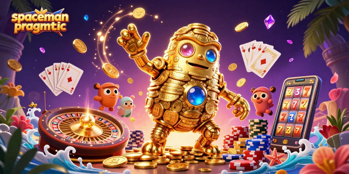 Engage with the spaceman pragmatic as the dynamic golem reveals winning casino symbols in this vibrant 3D scene.