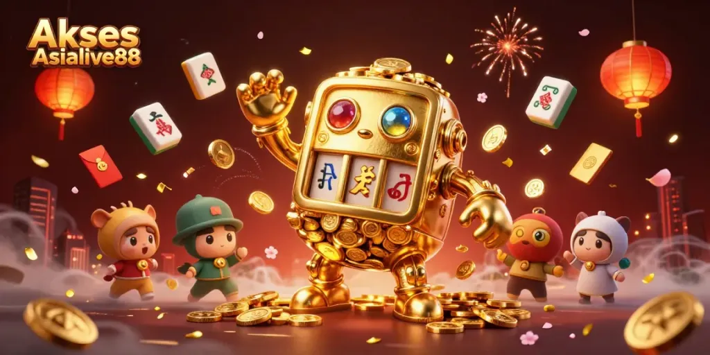 Engage with Akses Asialive88 in a vibrant digital casino environment featuring gold elements.
