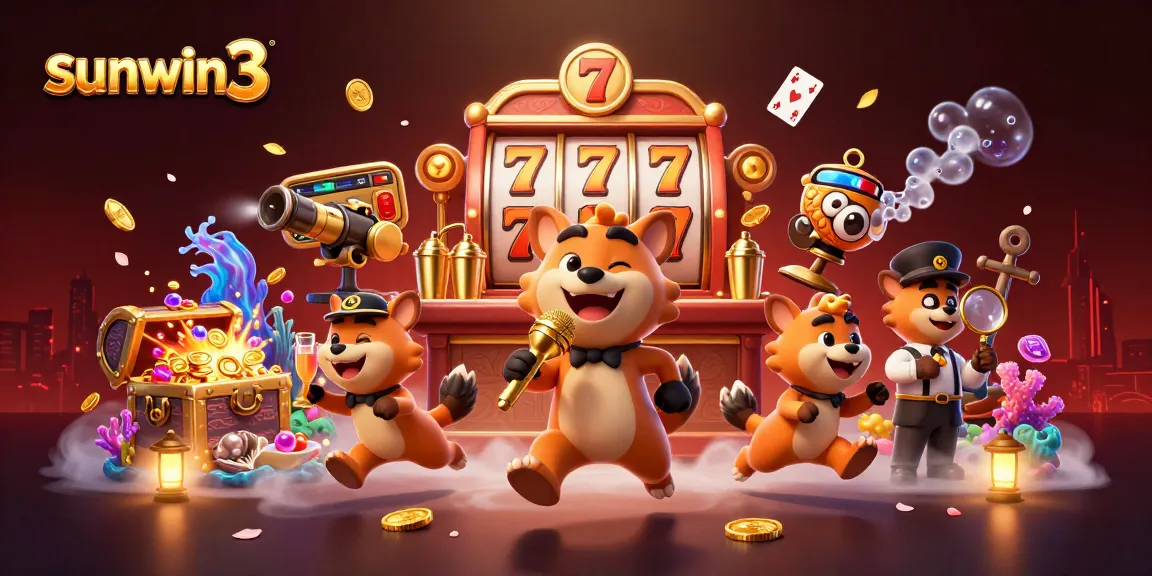 Experience the vibrant comedy casino scene at sunwin3 with hyena characters and dazzling game elements.