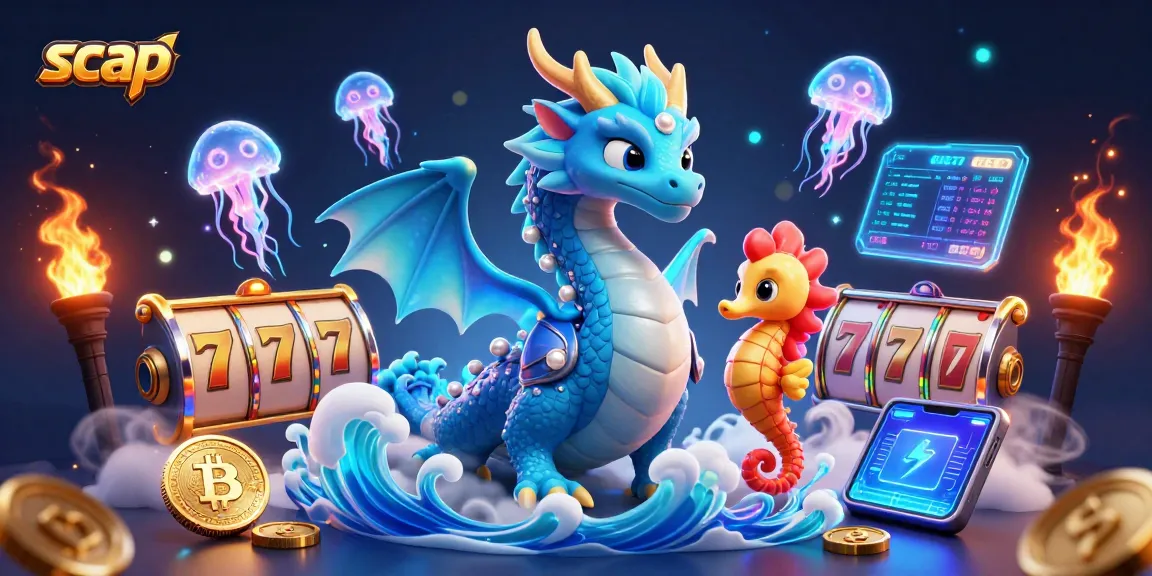 Win big with scap in a vibrant 3D casino scene packed with slot game excitement.