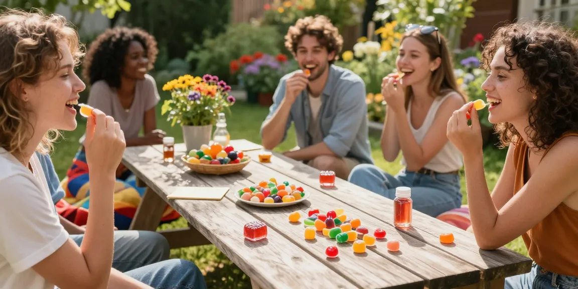 Buy edibles UK with premium hemp-infused jelly candies enjoyed outdoors for a natural wellness experience.