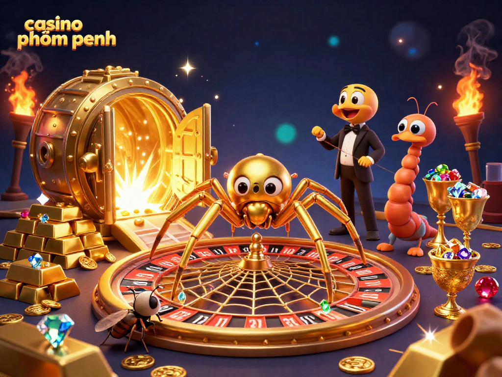 Engage in thrilling gameplay at casino phnom penh with vibrant 3D illustrations featuring lively characters and golden treasures.