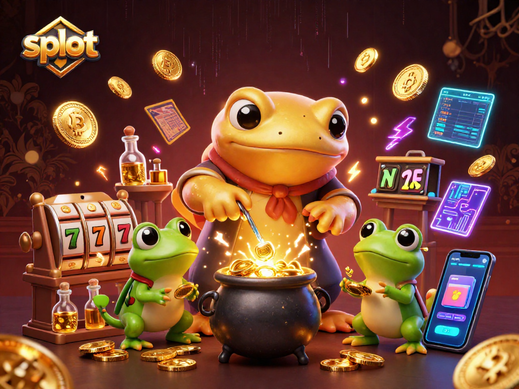 Experience winning spins with slot machines surrounded by gold in a dynamic casino scene.