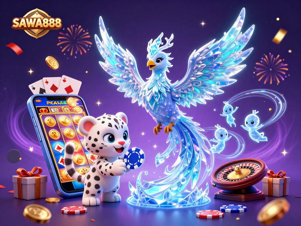 Play exciting slots at SAWA888 with vibrant characters and dynamic gaming elements.