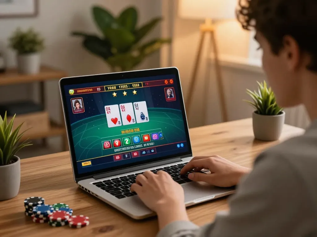Player engaging in a thrilling online casino session on 99win, focused on live dealer gameplay with strategic betting actions.