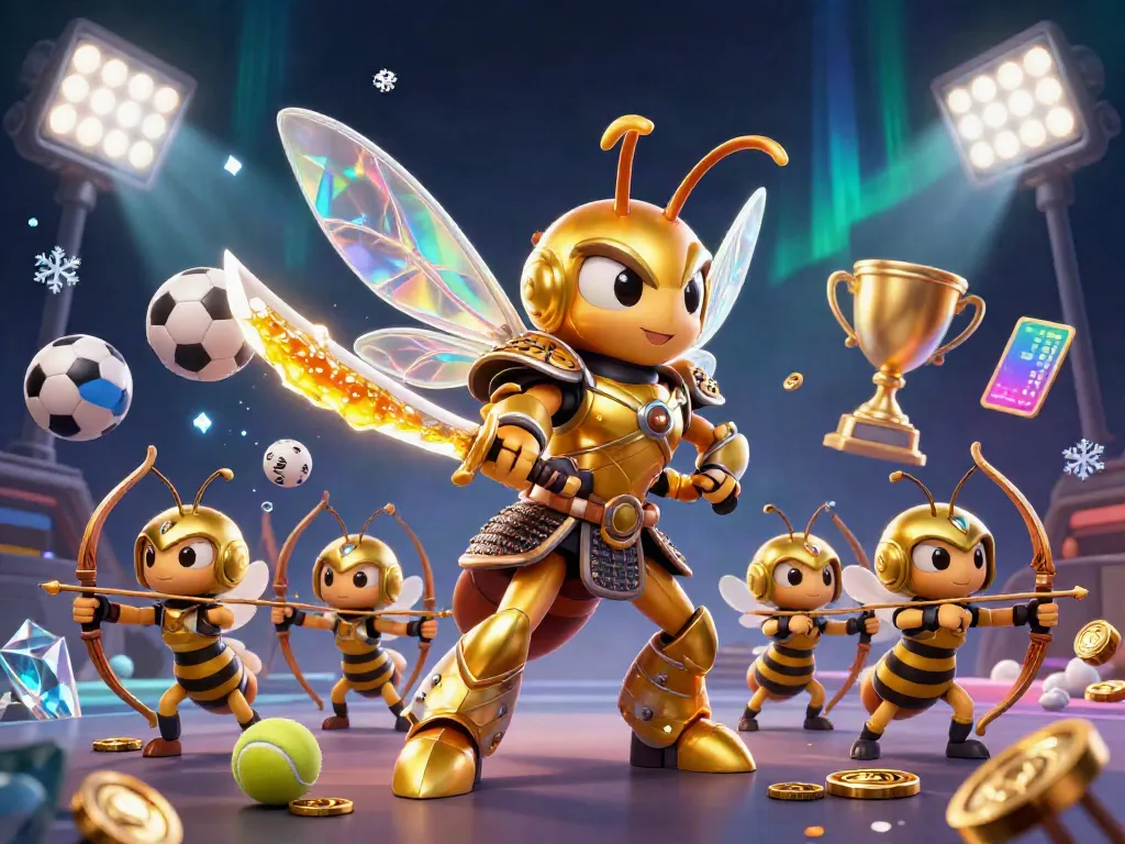 Experience the excitement of api66 with vibrant gaming elements surrounding a golden hornet hero.