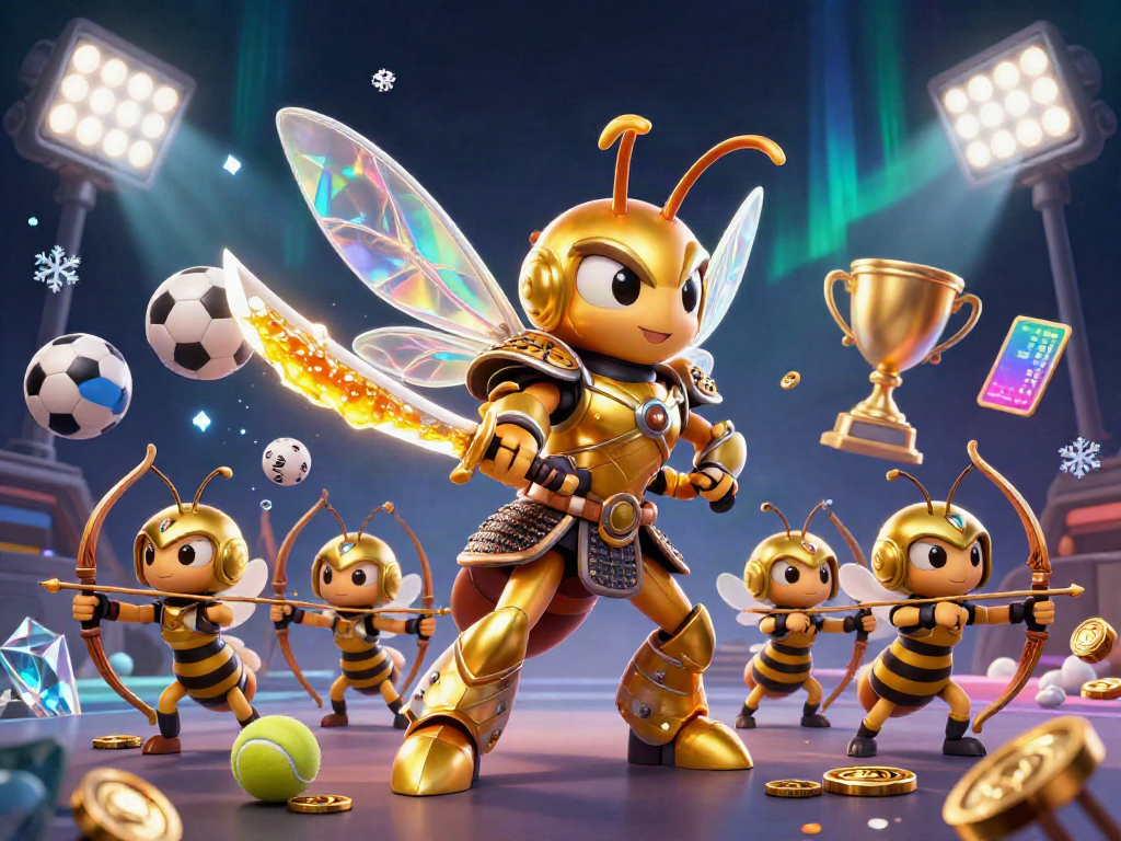 Experience the excitement of api66 with vibrant gaming elements surrounding a golden hornet hero.