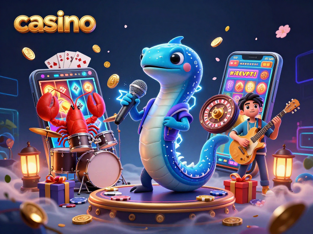 Experience the thrill of a casino with a lively underwater party scene featuring characters and gaming elements.