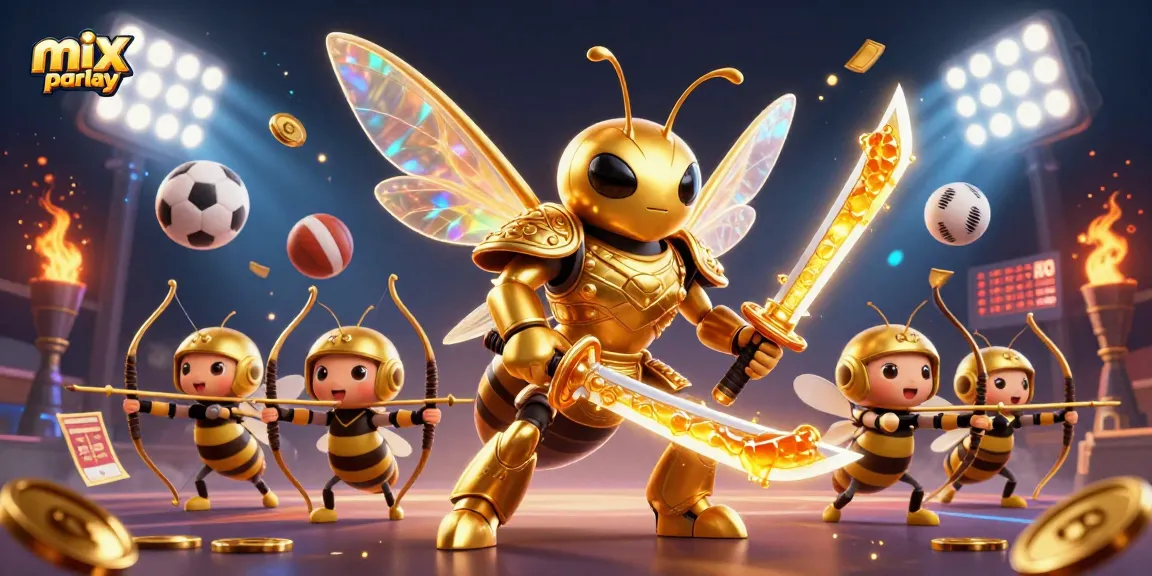 Engage in mix parlay sports betting with dynamic 3D illustration showcasing vibrant characters.