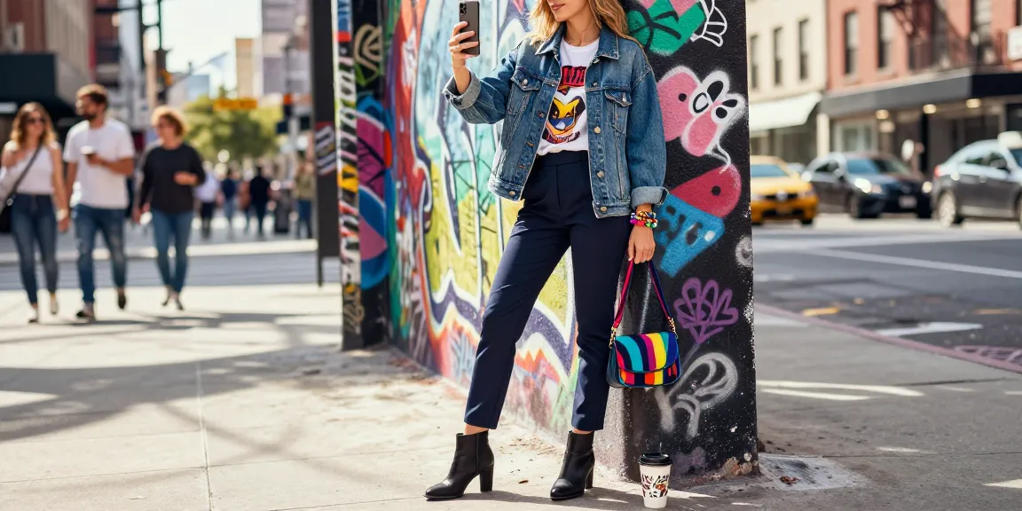 Fashion influencer at https://shs-dome5.com/ showcasing stylish urban outfit against vibrant graffiti.