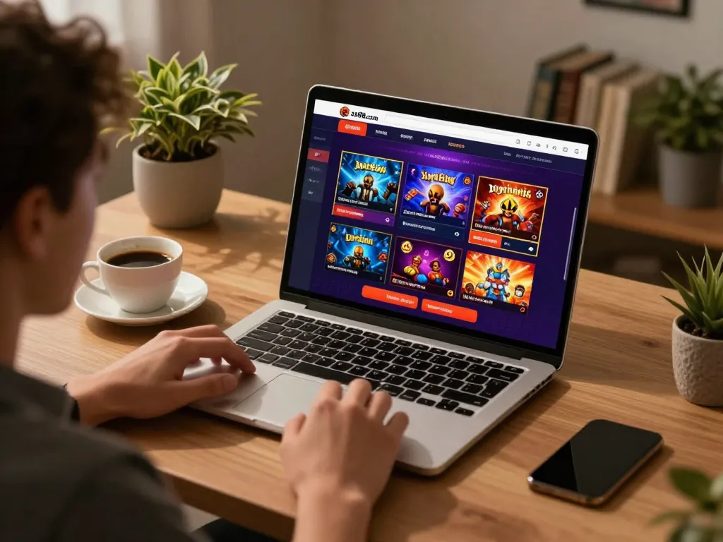 Engaging online casino games on zx88com displayed on a laptop, emphasizing user-friendly experience.