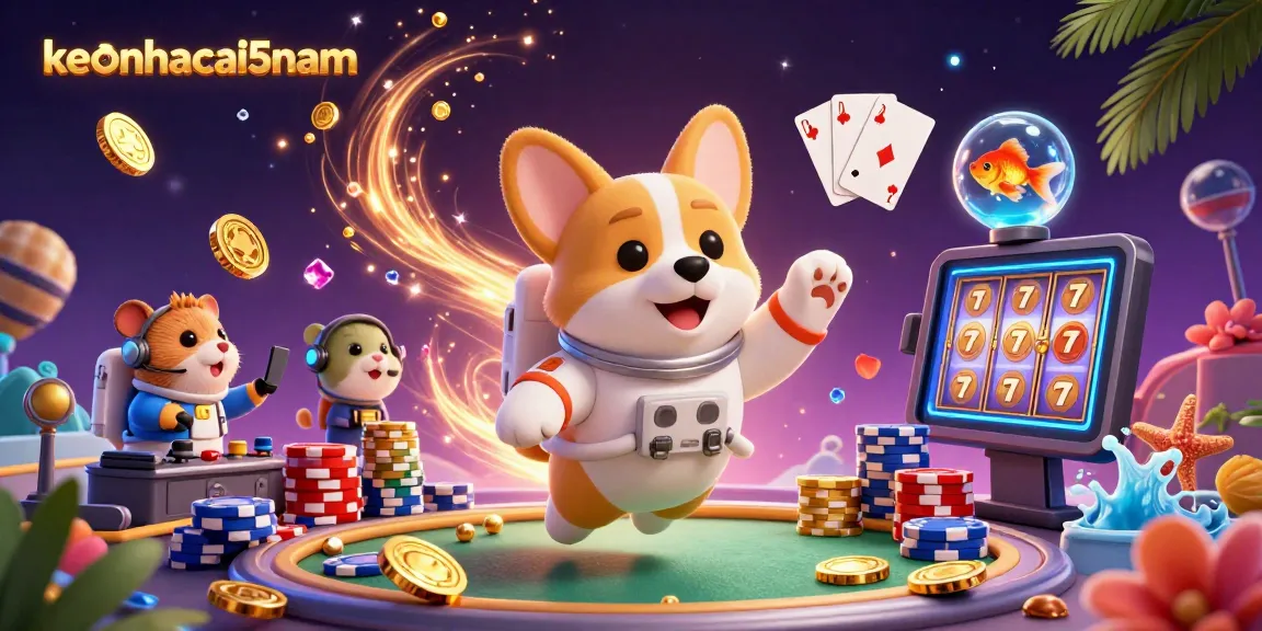 Engage with keonhacai5nam through a vibrant casino scene showcasing exciting gaming elements and characters.