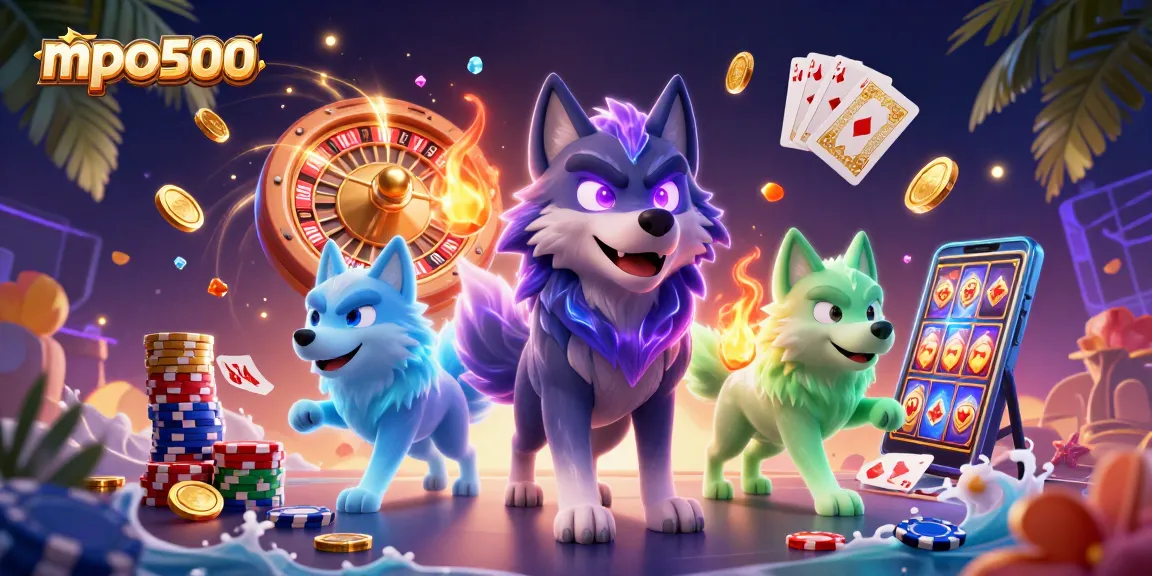 Win big with mpo500: a dynamic illustration showcasing a thrilling casino atmosphere.