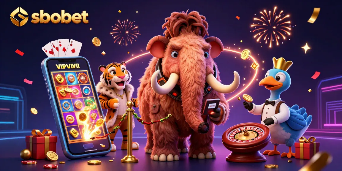 Experience sbobet excitement as a woolly mammoth bouncer checks IDs at a vibrant casino entrance.
