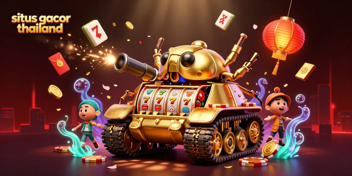 Experience the thrilling action at situs gacor thailand with lively 3D illustrations of slots and vibrant casino elements.