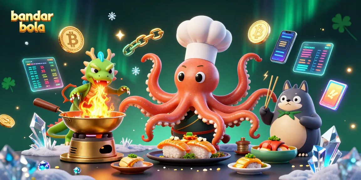 Experience the thrill of bandar bola with exciting gameplay by a sushi chef octopus, a dragon, and a tanuki.