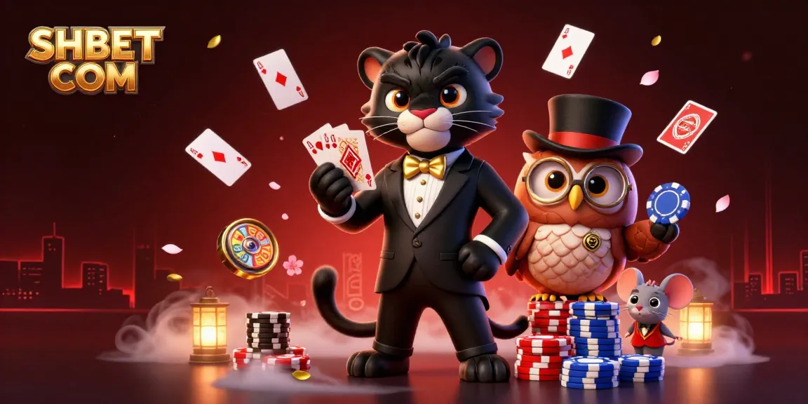 Experience gameplay thrills with SHBET COM featuring a 3D panther dealer and vibrant casino elements.