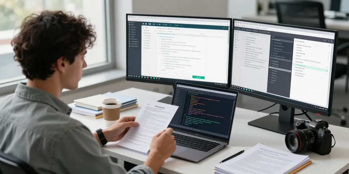 AI specialist using advanced tools to detect fraud receipt authenticity.