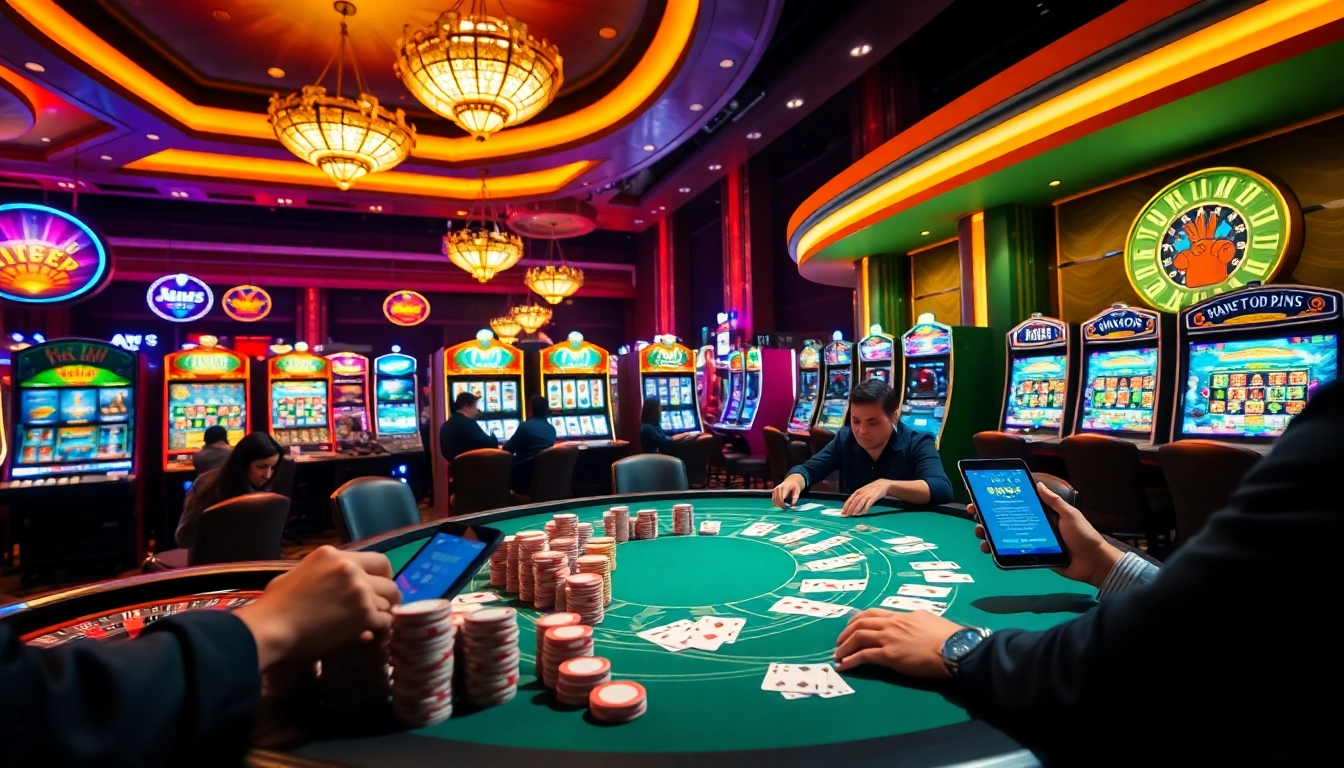 Players enjoy an exciting game at the RR88 poker table in a luxurious casino setting.