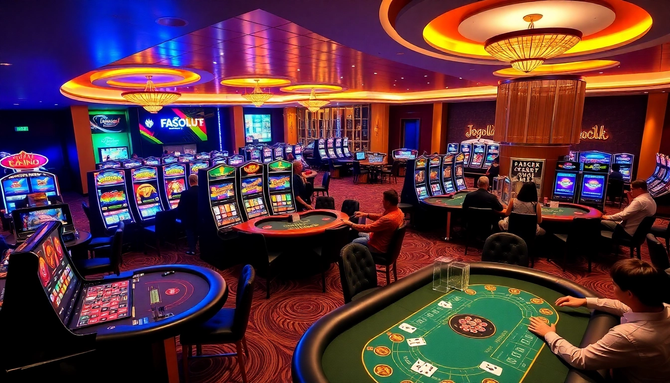 Experience thrilling gameplay at Jogoluck casino with vibrant gaming tables and attentive staff.