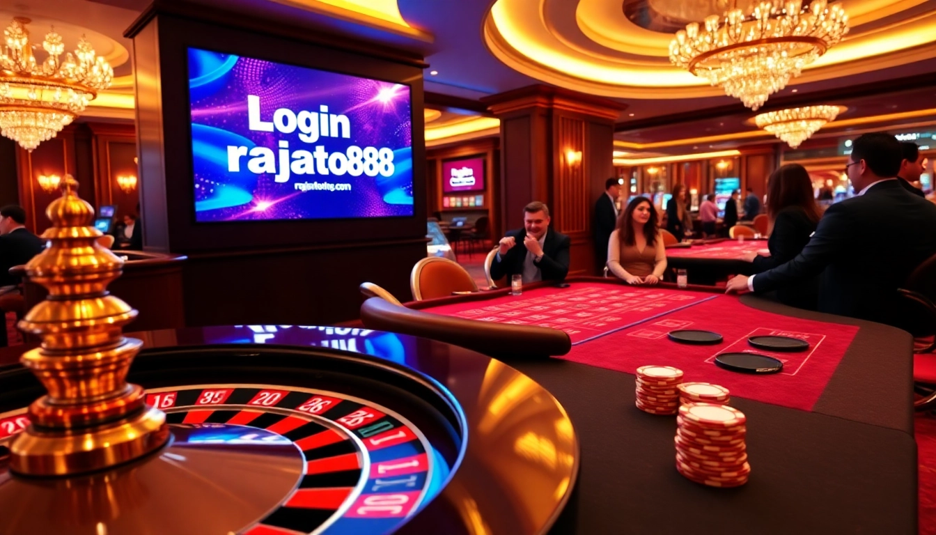 Experience an exciting gaming moment while using login rajatoto88 at a luxurious casino.