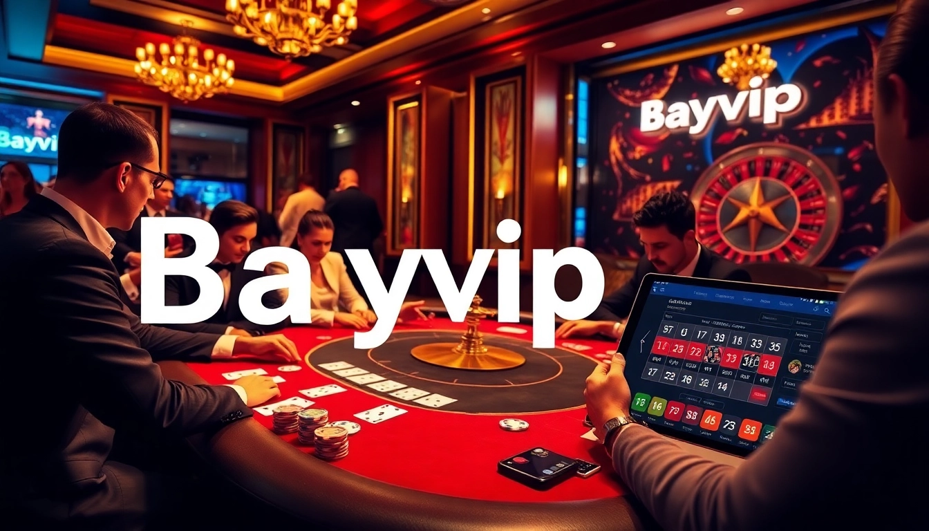 Experience luxurious thrills with Bayvip in a high-stakes poker game at an elegant casino.