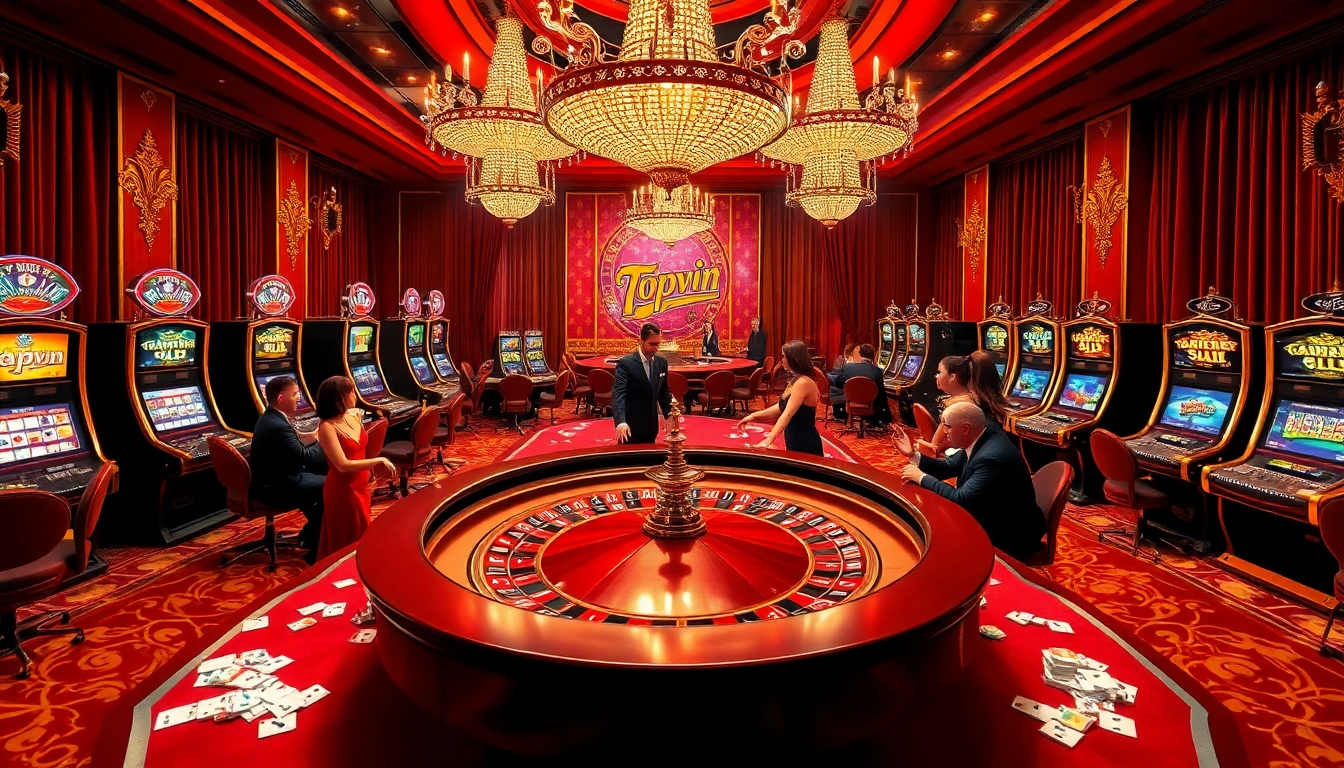 Enjoy a thrilling gaming experience at Topvin casino with vibrant tables and enthusiastic players.