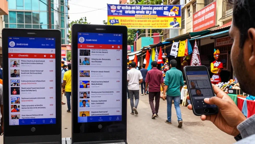 Live reporting scene from https://www.theindaily.com showcasing vibrant urban Indian news culture.