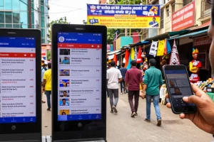 Live reporting scene from https://www.theindaily.com showcasing vibrant urban Indian news culture.